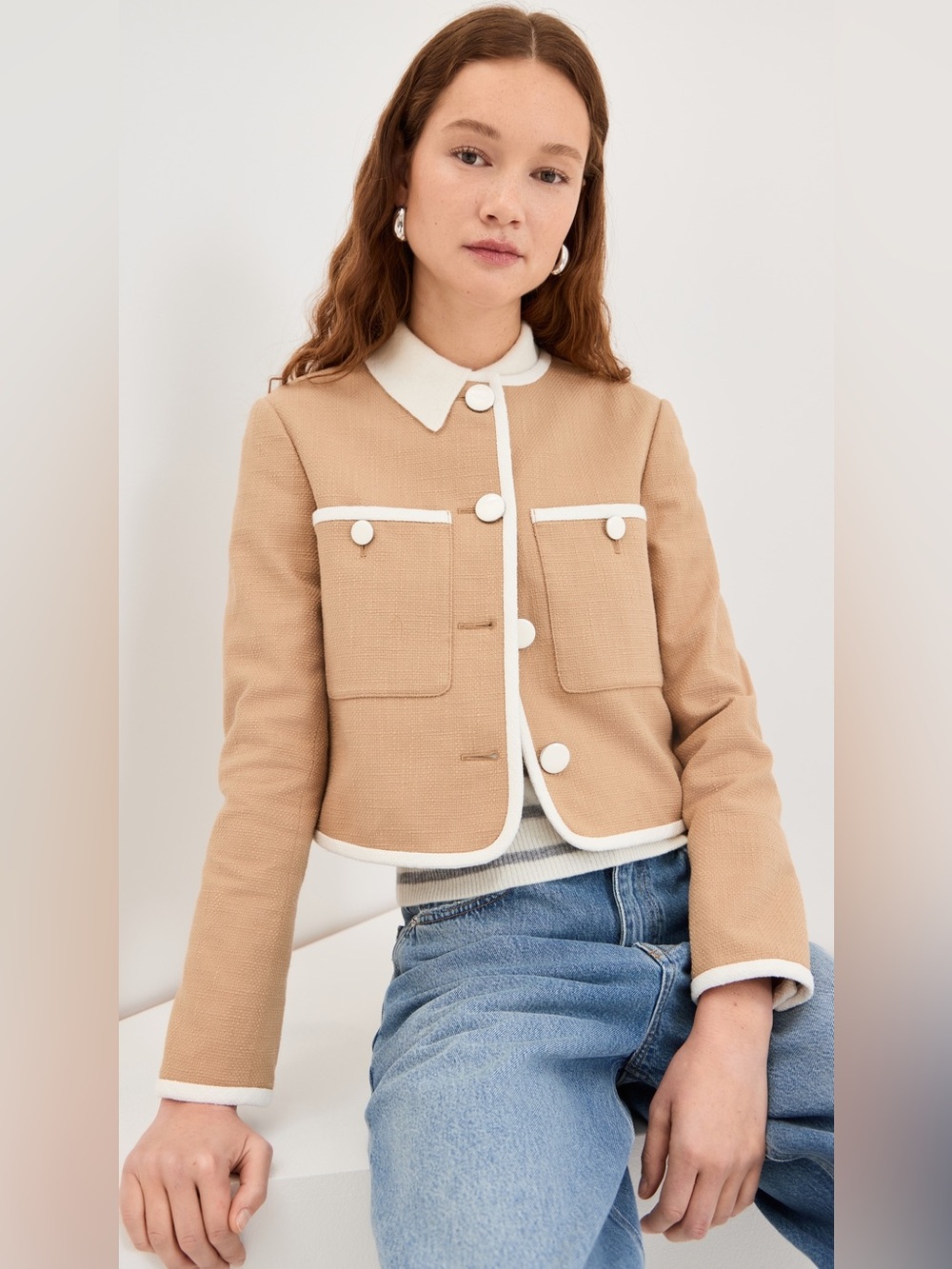 Veronica Beard Beale Structured Work Office Jacket in Khaki Size Women’s 8 - Picture 3 of 7